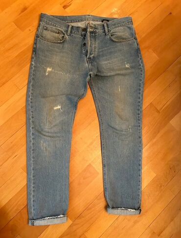 Cinslər: Mavi rəngli klassik denim cins şalvar - Model: düz/regular kəsim — 1