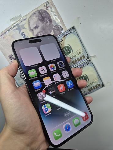 Уюлдук телефондор жана аксессуарлар: IPhone 14 Pro Max, Колдонулган, 256 ГБ, Black Titanium, Коргоочу айнек, Каптама, Кабель, 81 % — 3
