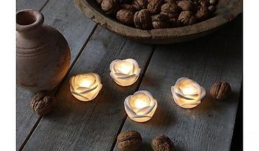 Sveće i svećnjaci: LED dekorativne svećice u obliku belih ruža – set 4 komada (Flower — 2