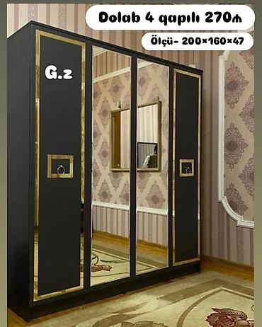 Digər dolablar: *Dolab 4 qapılı-270Azn* *İstehsal Rusiya Laminat 18/lik qalınlıqda* — 2