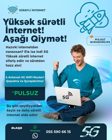 туристическая виза в сша: 4 Antenalı 5G WIFI ROUTER *PULSUZ! Qoşulma və Quraşdırılma *PULSUZ!