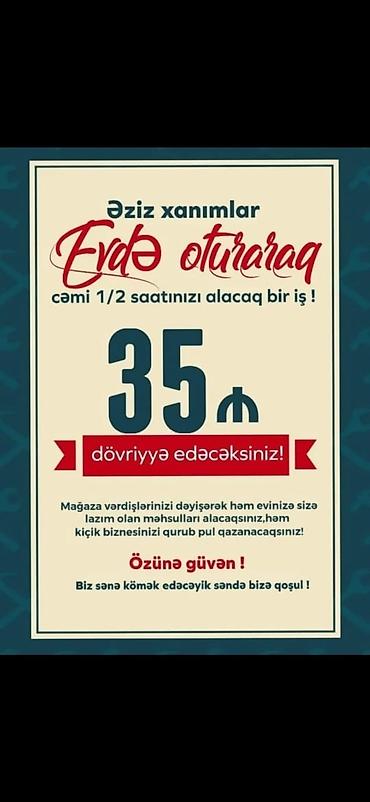 satıcı iş elanı: Xanımlar üçün evdən işləmə imkanı! - Cəmi yarım saat vaxt ayıraraq — 1