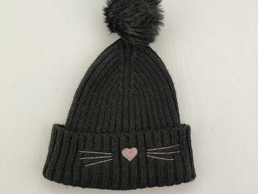 czarna czapka zimowa dla dziewczynki: Czapka, 44-45 cm, stan - Dobry