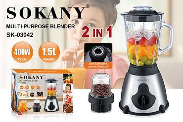 juicer machine: Блендер SOKANY SK-03042 2-в-1 - Мощность: 400 Вт - Объем кувшина: 1,5 — 1