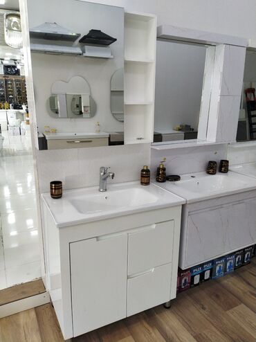 мойка для кухни: Hamam üçün lavabo və dolab dəsti - Aşağı hissə: ağ rəngli, minimalist