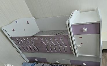 lay lay matras: Uşaq beşiyi – çoxfunksiyalı model - Rəng: ağ-bənövşəyi (ön qismdə fil — 2