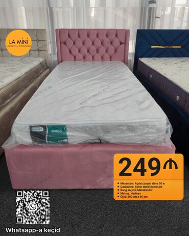 Sifarişlə mətbəx mebeli: Təknəfərlik çarpayı, Bazalı, Matras ilə, Siyirməsiz