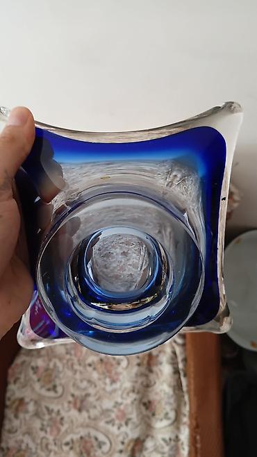 acar qabı: Mavi-tonlu dekorativ "Meduza" şüşə qab HOSBODKA - Material: qalın — 2