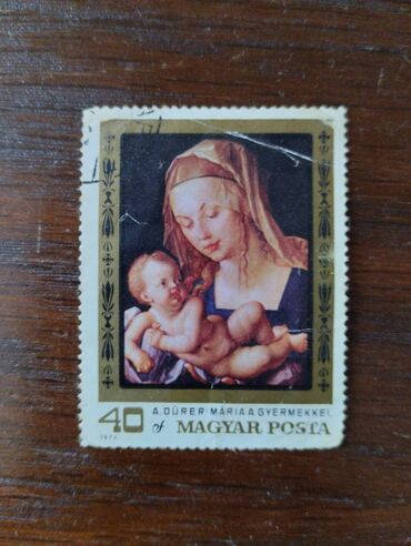 İncəsənət və kolleksiyalar: Poçt markaları. Albrext Dürer "Madonna körpə ilə" (1974) - 10 man