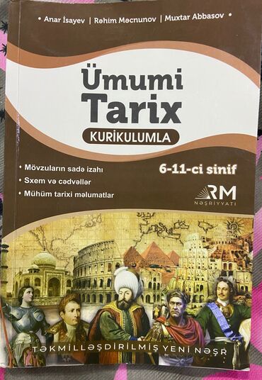 7 ci sinif ümumi tarix metodik vesait: Səliqəli formada işlənmiş umumi tarix kitabı 6 manat