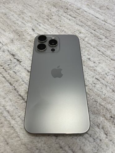 маленький аккумулятор: IPhone 15 Pro Max, Колдонулган, 512 ГБ, Natural Titanium, Коргоочу айнек, Каптама, Кабель, 89 %