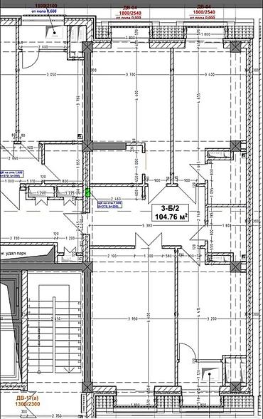 belgravia: 3 комнаты, 104 м², Асанбай мкр Элитка, 15 этаж, ПСО (под самоотделку) — 2