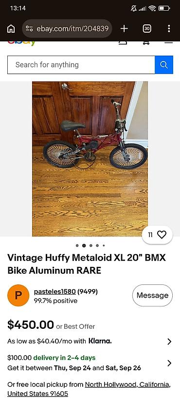 Uşaq velosipedləri: Huffy Metaloid 20". 1995 lərin vintage BMX velosipedidir və dünyada — 4