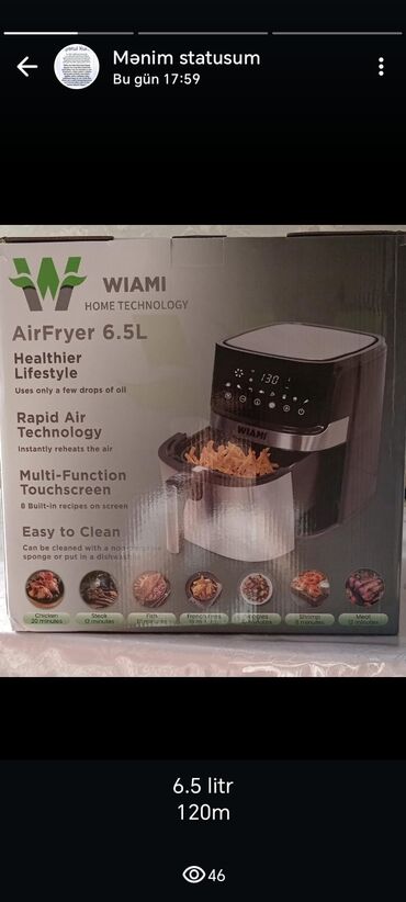 air fryer baku: Türk mali sensor ekran 6.5litr bütöv toyuq girir içinə keyfiyyətli