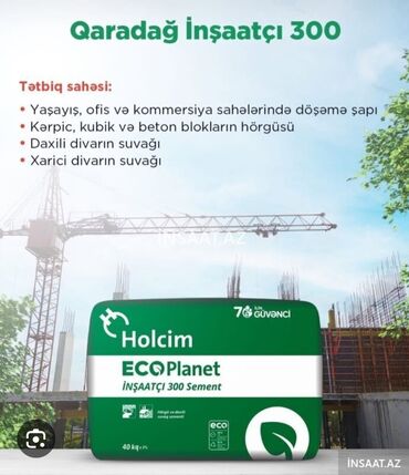 Digər quru inşaat materialları: Holcim sementleri 300,400,500-6.85 Kafel yapisdiricilari tector — 2