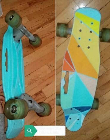 skateboard qiymetleri: Hədiyyə alınıb. Uşaq sürə bilmədiyi üçün satılır. Təkərləri işıqlıdır