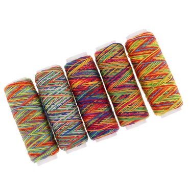 Модемы и сетевое оборудование: Разноцветные нитки для шитья, вышивки, рукоделия - меланж - 5 шт