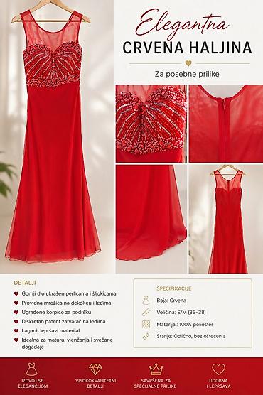 prsluk s: Elegantna crvena haljina – za posebne prilike Opis: - Gornji deo — 1