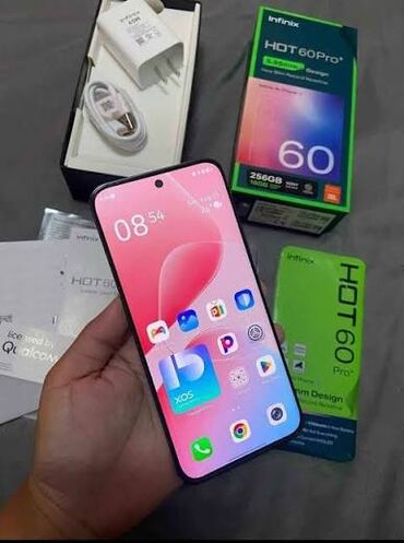 телефон fly e: Infinix Hot 60 Pro+, 256 GB, rəng - Qara, Zəmanət, Sensor, Face ID