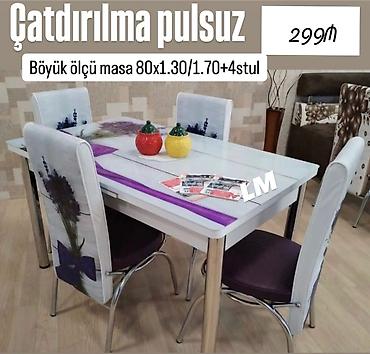 80 kub: Mətbəx/qonaq otağı üçün yemək dəsti - Böyük ölçülü masa: 80 x 130 sm — 1