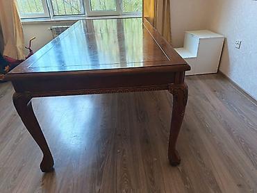 yemək masasi: Klassik üslubda massiv ağacdan yemək/otaq masası. - Material: təbii — 1