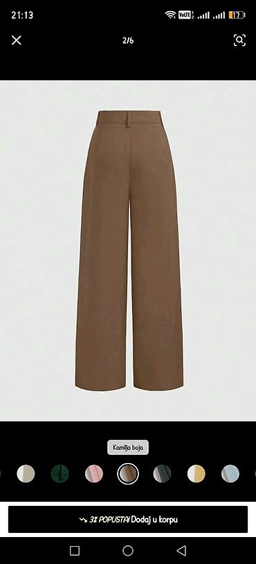 Ženske pantalone širokih nogavica – kamilja boja - Kroj: visok struk
