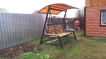 Садовые качели: Садовые качели Металл, Со спинкой, С крышей — 8