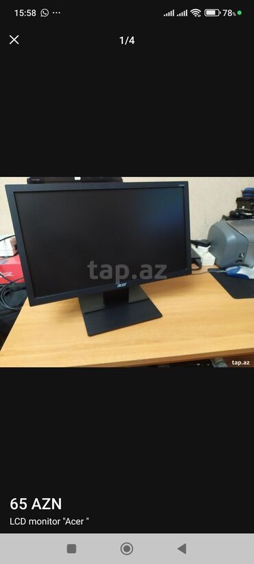 Kimya: Acer LCD monitor - Brend/model: Acer LCD - Ekran ölçüsü: təxmini 19-20