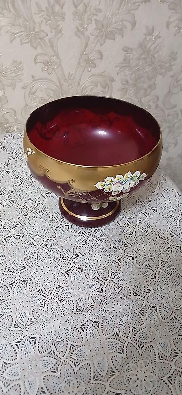 narda full paketler: Bəzəkli şüşə meyvə qabı (piyalə tipli, ayaqlı) - Material: qalın — 4