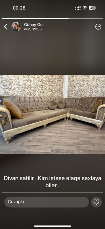 Divan və masa dəstləri: Künc divan, İşlənmiş