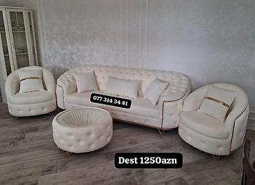 Klassik dizaynlı yumşaq mebel dəsti: - 1 ədəd geniş 3 nəfərlik divan -