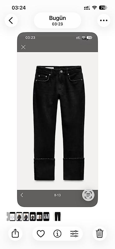 Ventilyatorlar: ZARA qara jeans şalvar. aşağısı qatlanmış - stove pipe model. 36 — 1