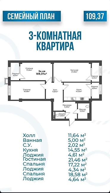 Продажа квартир: 3 комнаты, 123 м², Асанбай мкр Элитка, 8 этаж, Евроремонт — 3