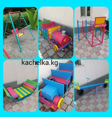 Детские качели: Лодочка качалка Домики беседки для детей +2 скамейки Качели — 15