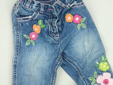 mango kombinezon jeans: Spodnie jeansowe, Next, 6-9 m, stan - Dobry