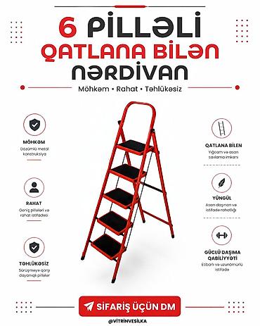 Nərdivanlar: Evdə, təmir işlərində, anbarda və ya mağazada rahatlıqla istifadə edə — 1