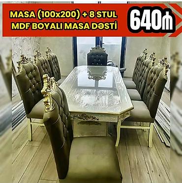 boyama seti: Qonaq otağı üçün, Yeni, Açılmayan, Dördbucaq masa, 6 stul — 4