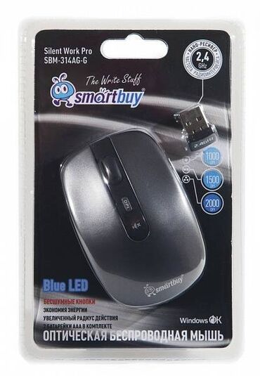 Вокальные микрофоны: Мышь беспроводная беззвучная Smartbuy 314AG-G Хит продаж - мышь с