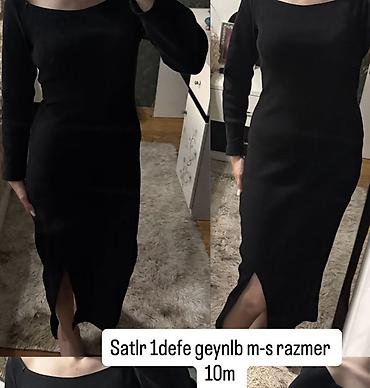 Qadın qara paltar - Model: dar kəsimli, dizdən aşağı uzunluqda -