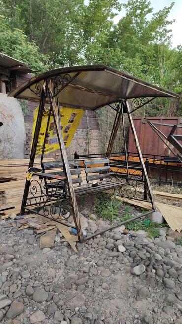 Садовые качели: Садовые качели Металл, Со спинкой, С крышей — 17