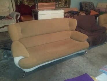 диван и 2 кресла мягкая мебель: Б/у, Диван, Без подьемного механизма, Нераскладной