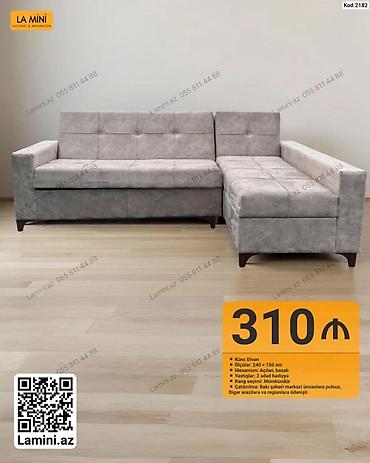 Диваны: Künc divan – Kod: 2182 - Ölçülər: 240 × 150 sm - Mexanizm: Açılan — 1