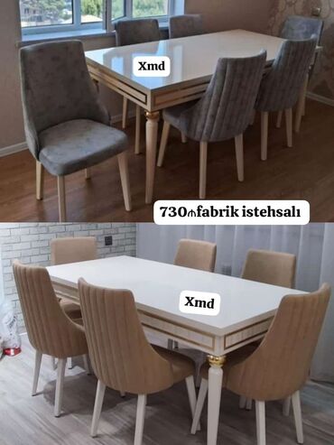divar stolu: Qonaq otağı üçün, Dördbucaq masa, 6 stul