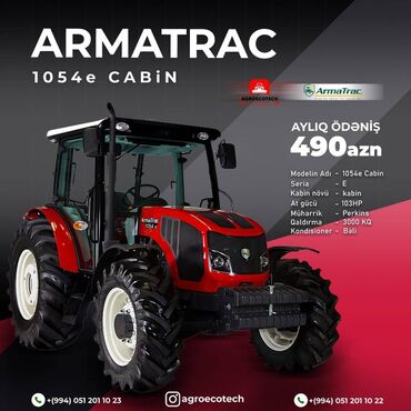 Kommersiya nəqliyyat vasitələri: 🔖 Armatrac 1054e Cabin traktoru Aylıq ödəniş 490 AZN 💶 20% ilkin