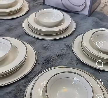 bacac diska statua: Elegantni set tanjira i činija za 6 osoba - Materijal: kvalitetna — 1