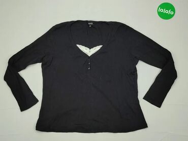 Bluzki: Bluza, 5XL (EU 50), wzór - Jednolity kolor, kolor - Czarny