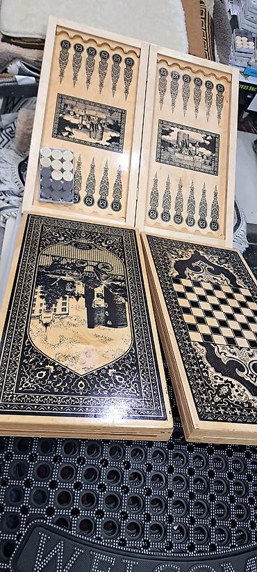 Nərdlər: Taxta nərd-şahmat lövhəsi – ikisi birində oyun dəsti - Material — 2