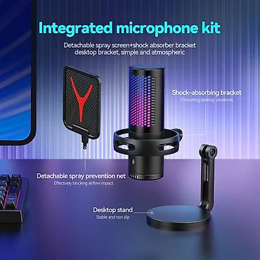 notebook ekran: RGB işıqlı USB stolüstü mikrofon – yayınlar, oyun və podkastlar üçün — 7