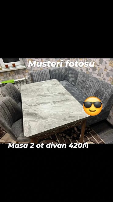 otaq qapları: Künc divan və masa desti
