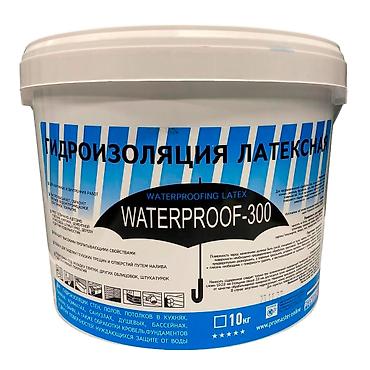 акриловый: Гидроизоляция латексная WATERPROOF-300 10 кг — эластичная обмазочная — 1